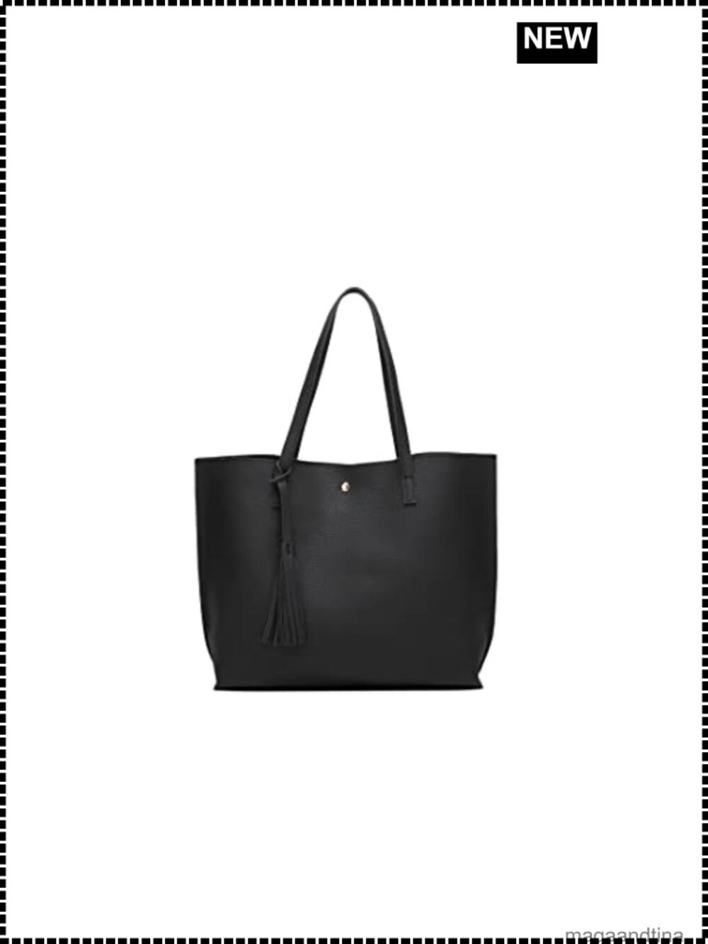 Faux Leather Tote Bag Shoulder Handbag Tassel Big Capacity